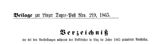Auszug aus der Linzer Tagespost vom 25.6.1865, Seite 5, Quelle: Anno der Österreichischen Nationalbibliothek