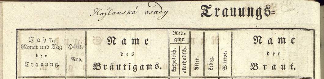 Trauungsbuch Überschrift